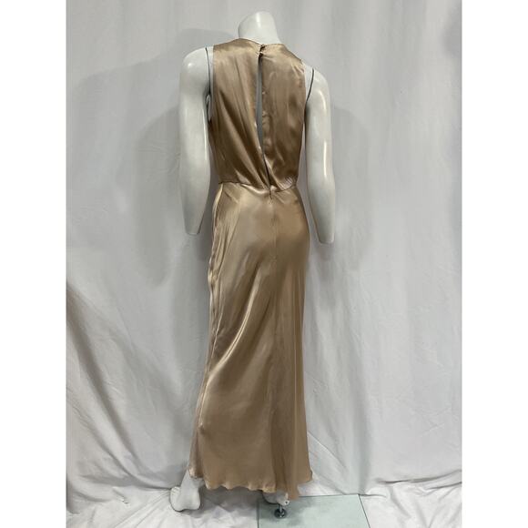 Shona Joy 'La Lune' Gold Lenzing Ecovero High Neck Midi Dress Size 4 - Picture 3 of 5